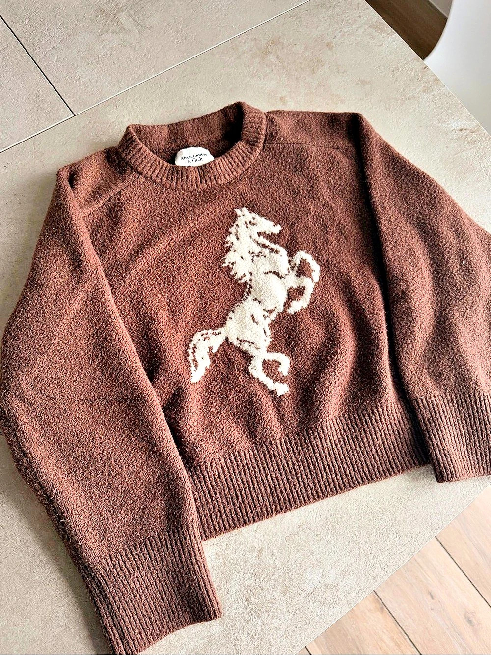 Abercrombie & Fitch The A&F Madeline Western Crew Sweater Horse Graphic Crewneck